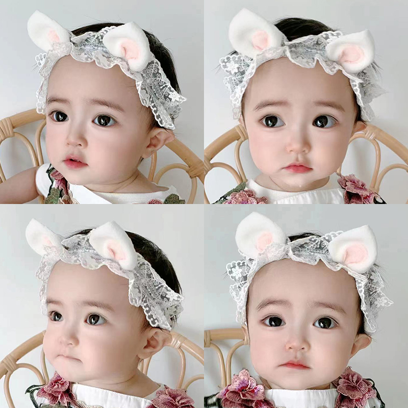 极速婴儿发带护囟门帽宝宝兔耳朵发箍可爱M女宝宝护卤门头饰头围