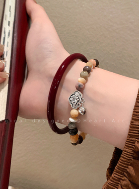 极速新中式蝴蝶黑色手绳女小众设C计感复古国风手镯时尚气质闺蜜