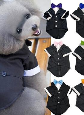 黑色红色灰色蓝色领结王子绅士西装燕尾服圣诞结婚礼服狗狗衣服