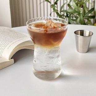 家用牛奶早餐杯 创意透明玻璃单层杯冰美式 咖啡杯 夏季 果汁冷萃杯