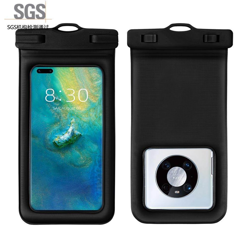 跨境新款双层海绵漂浮手机防水袋温泉潜水游泳大号透明防水手机袋