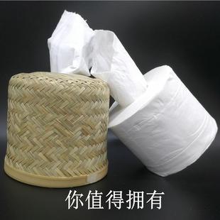 简约创意竹质纸巾盒田园风实用卫生间卷筒家用圆形纸巾筒