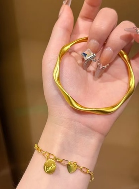 金包银莫比乌斯手镯时尚不规则女款镯子简约素圈手环来料可定制