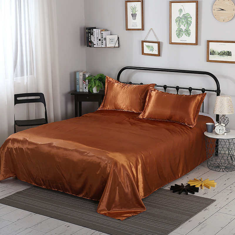 夏季冰丝床单单人0.9m宿舍纯色单件冰凉柔顺真丝被单1.8米双人床