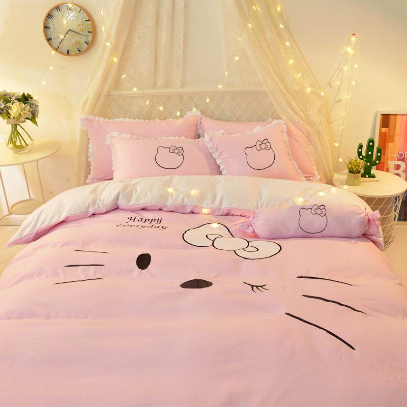 韩式卡通公主风床裙三四件套可爱全棉纯棉被套少女心学生宿舍床品