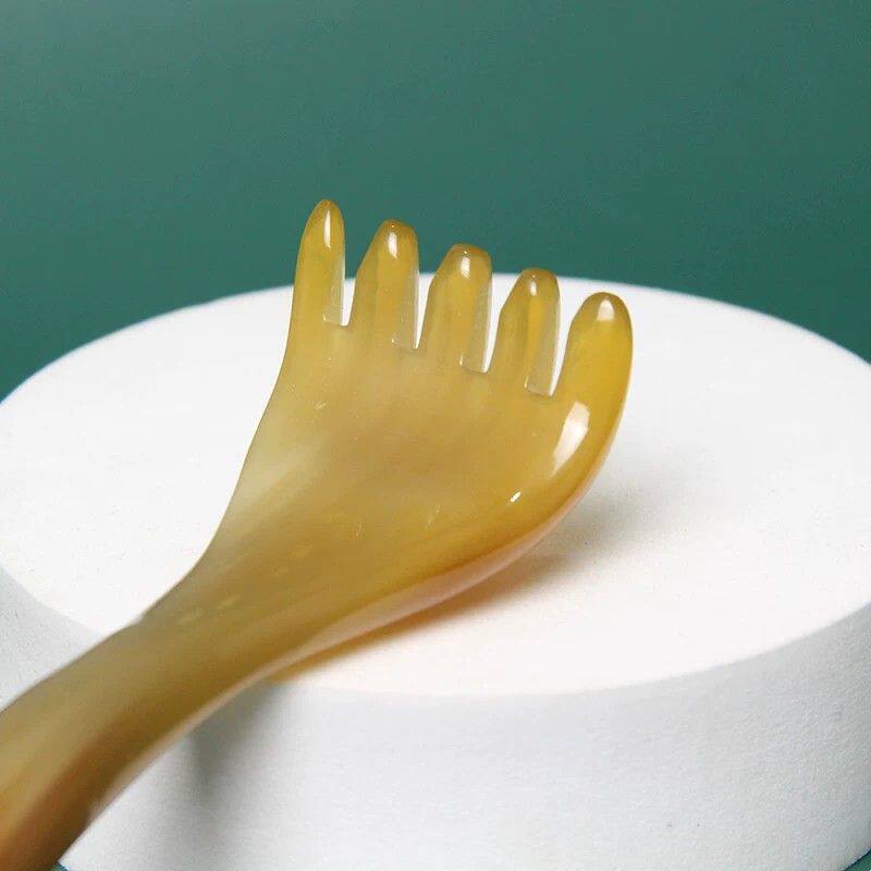 天然水牛角五爪头部按摩器梳子经络刷头皮头疗疏通肩颈部刮痧工具
