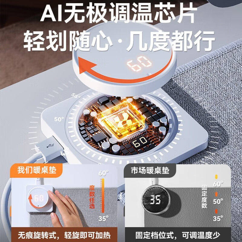 加热滑鼠垫暖桌垫办公室冬天写字暖手超大学生宿舍电脑桌面发热垫