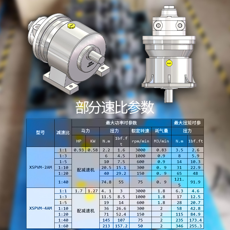 欣山叶片式气动马达减速机低速大扭力可正反可调速配齿轮气动电机