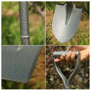 锰钢一体锹农用钢锹园艺工具铲子家用养花铁锨花铲户外挖土小铁锹