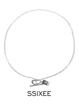 天然七彩水晶前扣中性项链男女