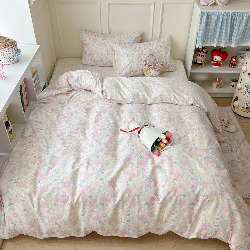 田园碎花全棉学生四件套床上用品小清新纯棉三件套被套床单宿舍