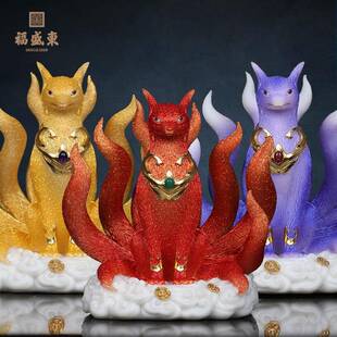 狐家像真身仿汉白玉东北堂口胡家胡三太爷胡三太奶像九尾