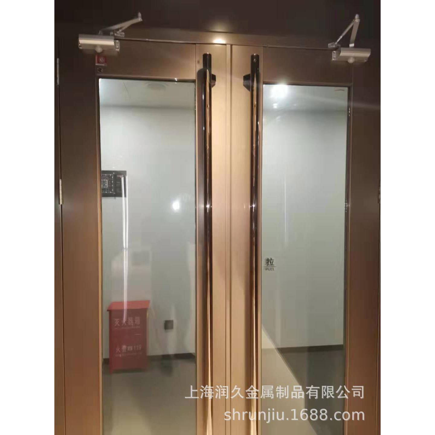 厂家销售不锈钢镀钛防火大玻璃门304镀玫瑰金大玻璃防火门玻璃门