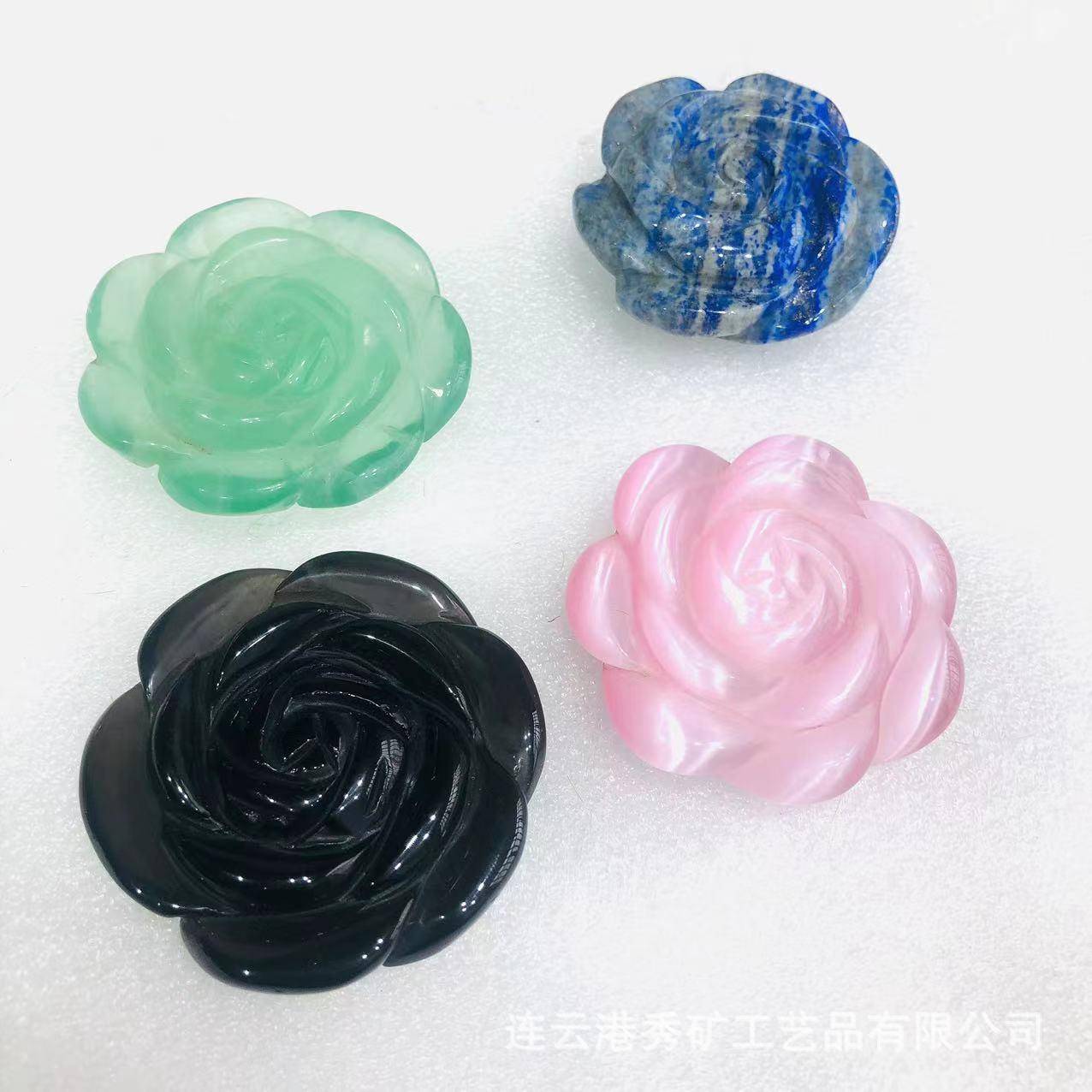 厂家天然紫水晶玫瑰花雕刻件水晶雕刻月季玫瑰花把玩饰品配饰