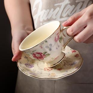 描金咖啡杯碟轻奢高级感金边陶瓷杯碟高颜值宫廷下午茶杯 复古欧式