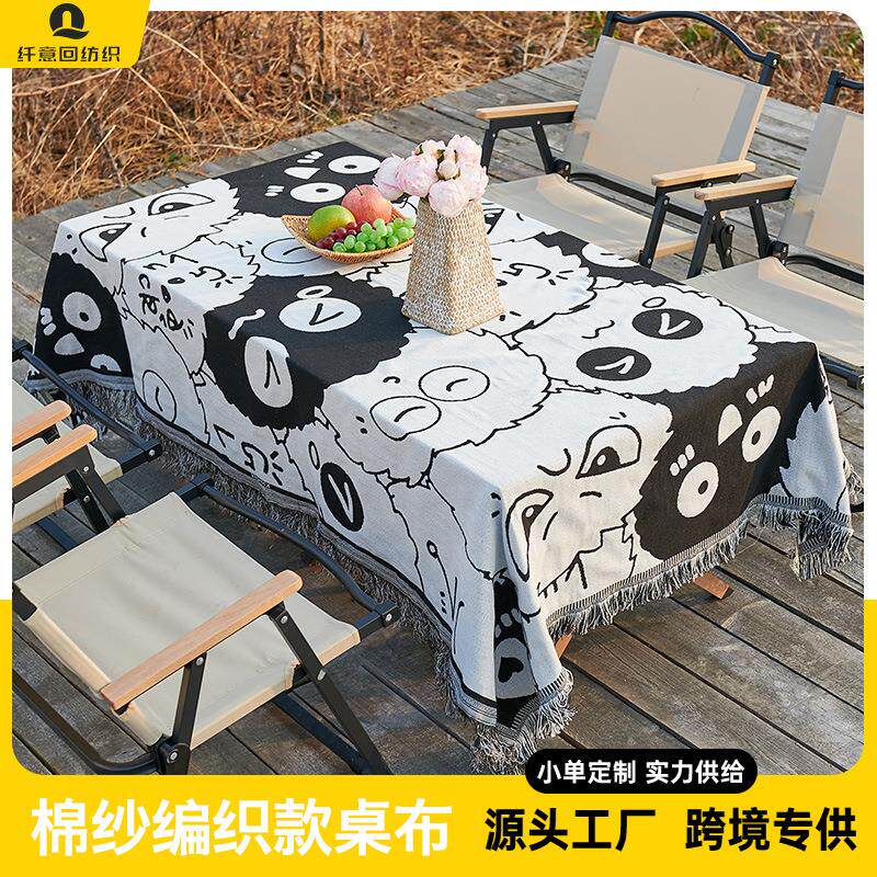 户外煮桌布露营桌旗新年桌布野餐露营防水桌布棉麻野营复古高级炉