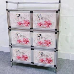 简易不锈钢碗柜橱柜 7T中式 厨房储物柜阳台铝合金柜餐边柜子
