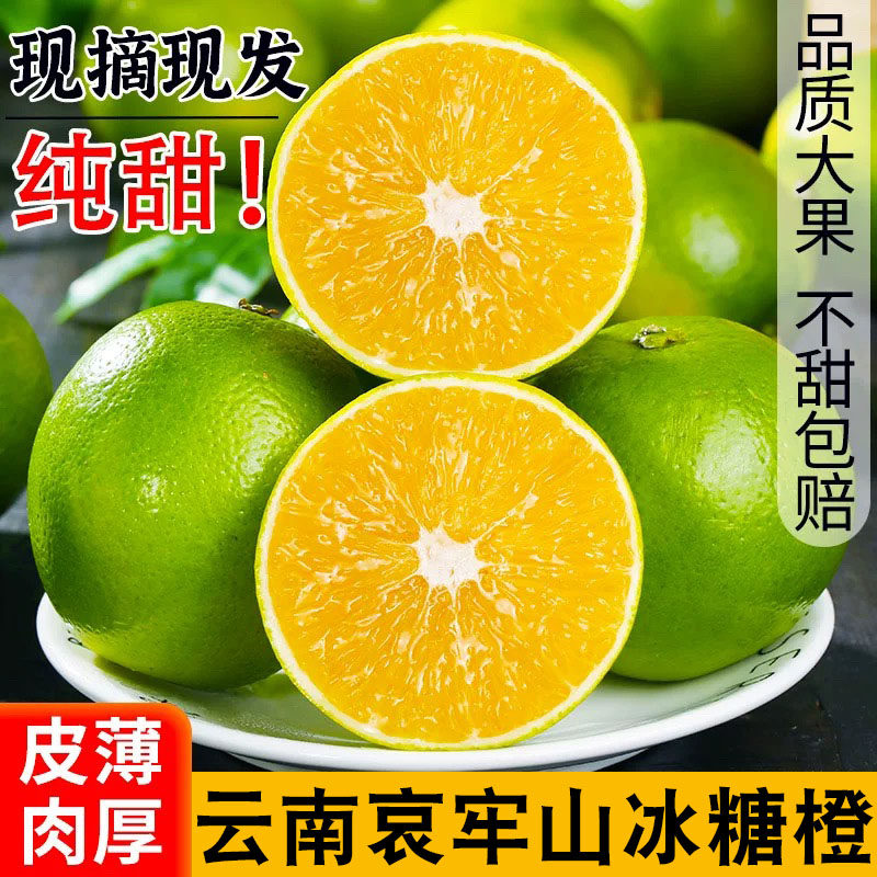 云南哀牢山青皮冰糖橙新鲜现摘甜橙子应季纯甜柑橘水果整箱包邮