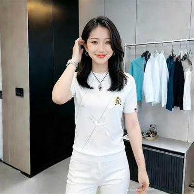 红玲珑服饰1时尚男士修身百搭冰丝T恤透气刺绣韩版休闲针织短袖