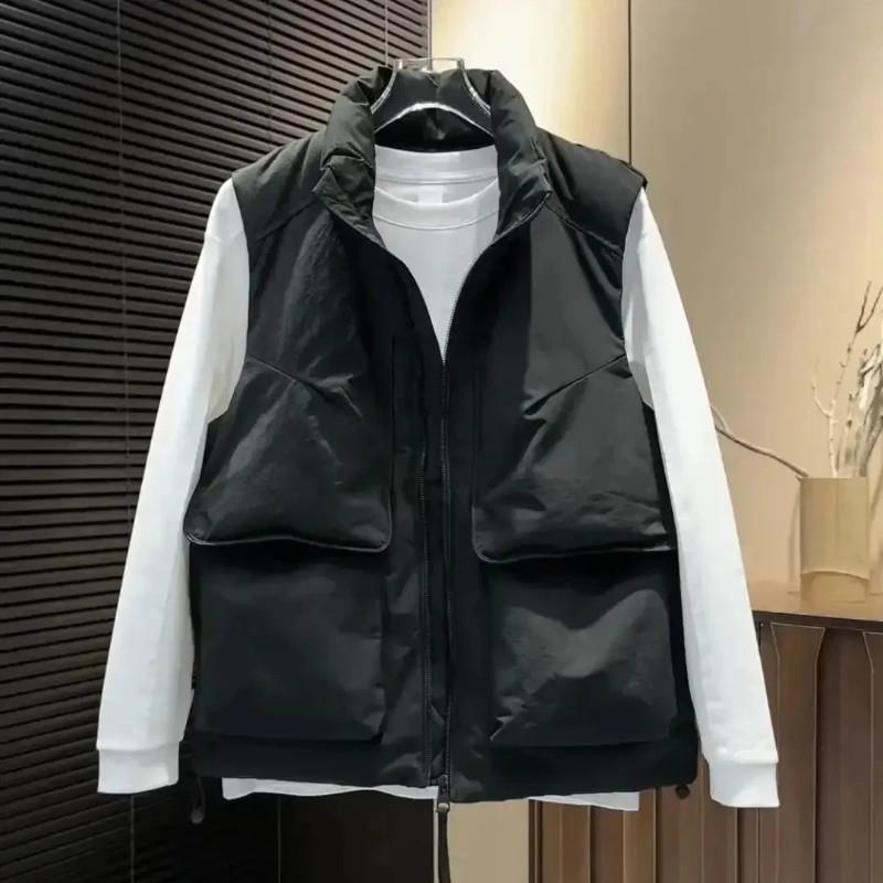 景河甄选男士马甲秋冬新款男立领羽绒RN个性时F尚设计感潮流休闲