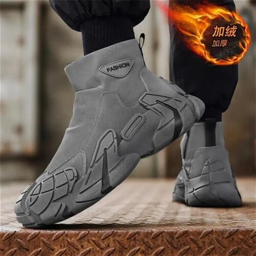 塔弗森男装专营店TAFUSEN26厚底F内增高工装靴皮面防水高筒马丁靴