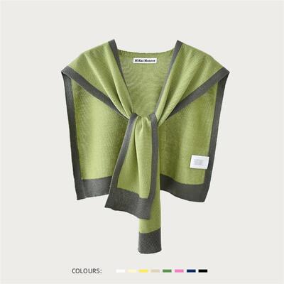 JAKE CAVOS时尚旗舰韩版针织小披肩女条纹撞色打百搭装饰假领围巾