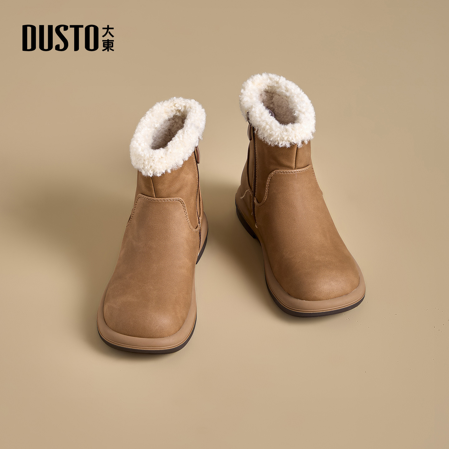 大东官方巨好看雪地靴女款2025新款冬季保暖棉鞋加绒防滑勃肯短靴