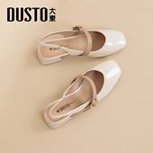 女款 2026新款 春秋后空女士包头凉单鞋 大东粗跟凉鞋 方头绝美高跟鞋