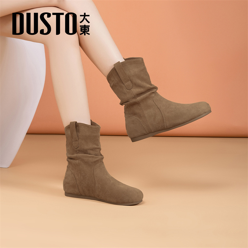 大东官方勃肯短靴2025新款冬季平底圆头靴子女款美拉德堆堆靴女靴