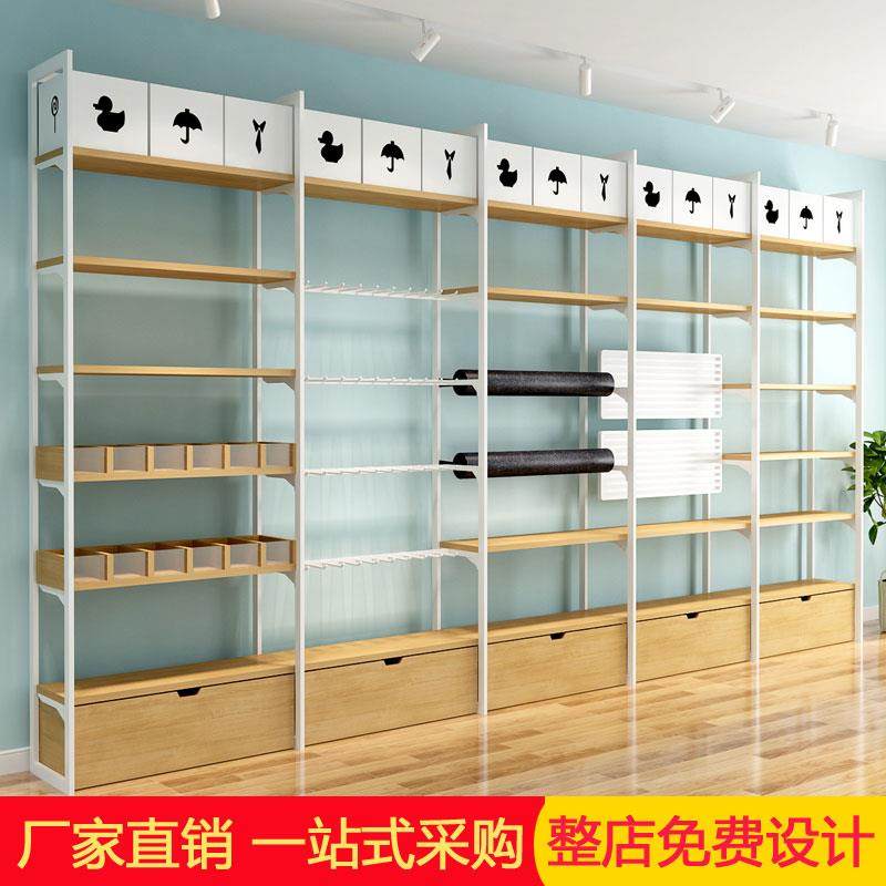 优品货架钢木展示柜文具店陈列柜饰品店展示2元店名创母婴店边柜