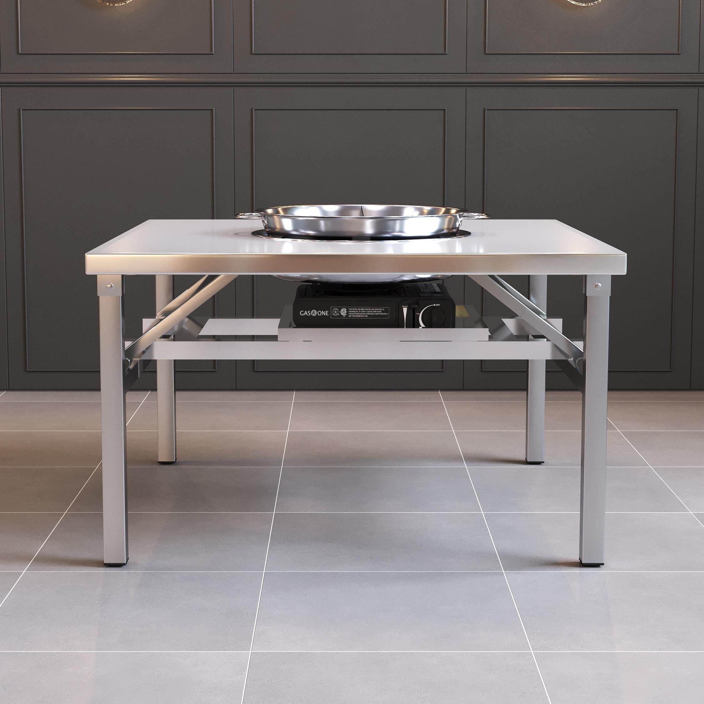 火锅桌子电磁炉一体不锈钢地摊烤肉桌地锅鸡卡式炉燃气灶火锅桌