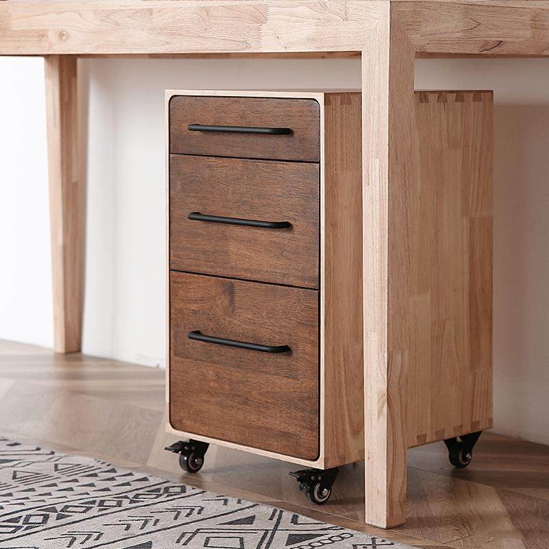 中古桌下实木收纳柜抽屉斗柜置物储物桌边可移动书桌电脑文件矮柜