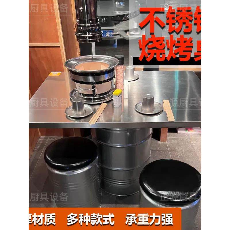 不锈钢烤肉桌烧烤火锅桌椅工业风餐桌地摊不锈钢折叠烧烤桌油桶桌,商业/办公家具,烤肉桌,淘宝优惠券,粉丝福利购,淘宝优惠卷