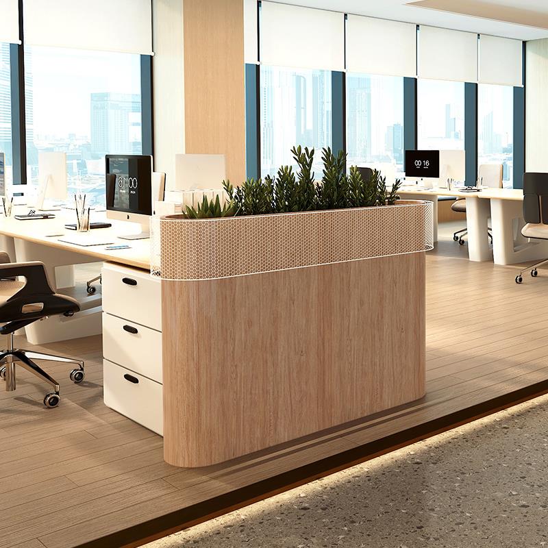 北欧办公室屏风铁艺花槽柜简约现代开放式办公网红矮隔断花箱定制