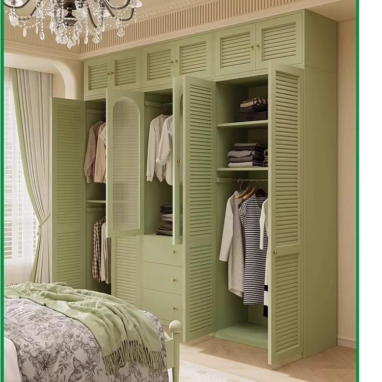 法式复古衣柜家用小户型卧室大容量铁艺储物柜儿童环保收纳铁皮柜