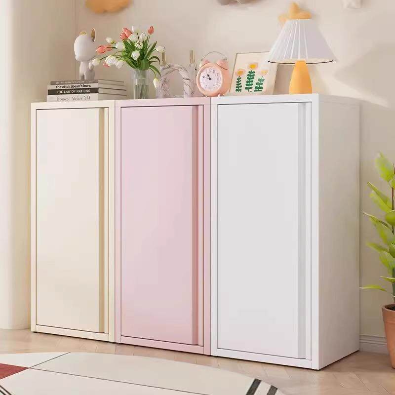 铁艺收纳柜奶油风多巴胺家用客厅现代马卡龙单门柜卧室阳台储物柜