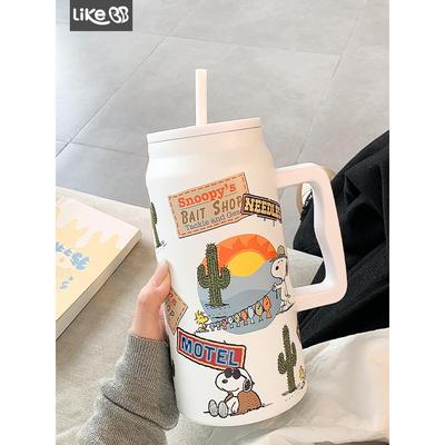 巨无霸吸管保温杯大容量水杯女新款2024大水壶手提冰霸杯保冷杯子