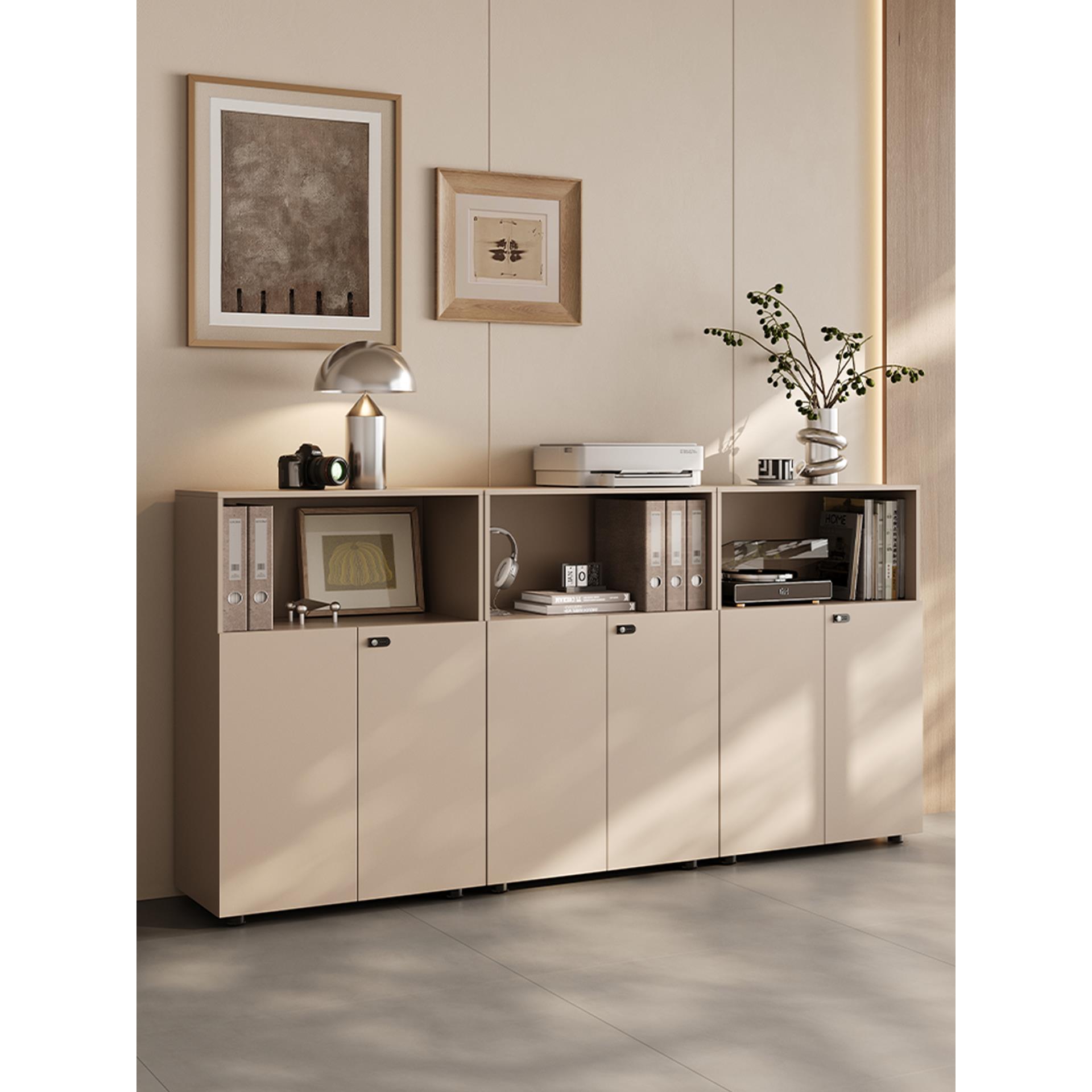 办公室矮柜文件柜木会议室茶水柜隔断柜办公带锁资料储物柜打印机