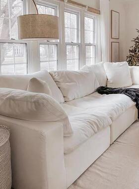 7空间 | CLOUD云沙发羽绒棉麻亚麻白色小户型客厅三人位直排布艺