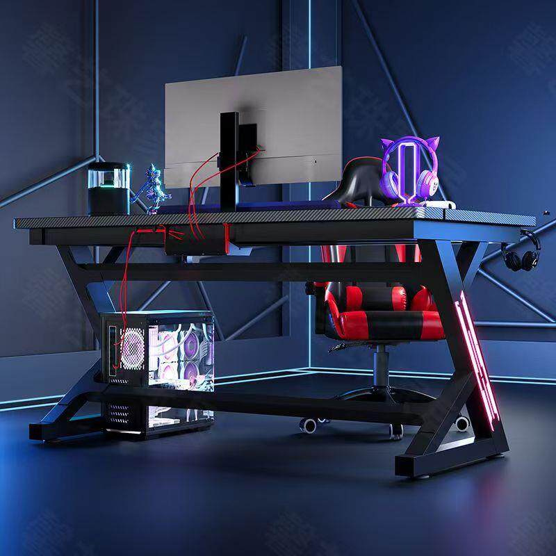 碳纤维电脑桌台式双人办公桌实木家用学生写字书桌简易游戏电竞桌