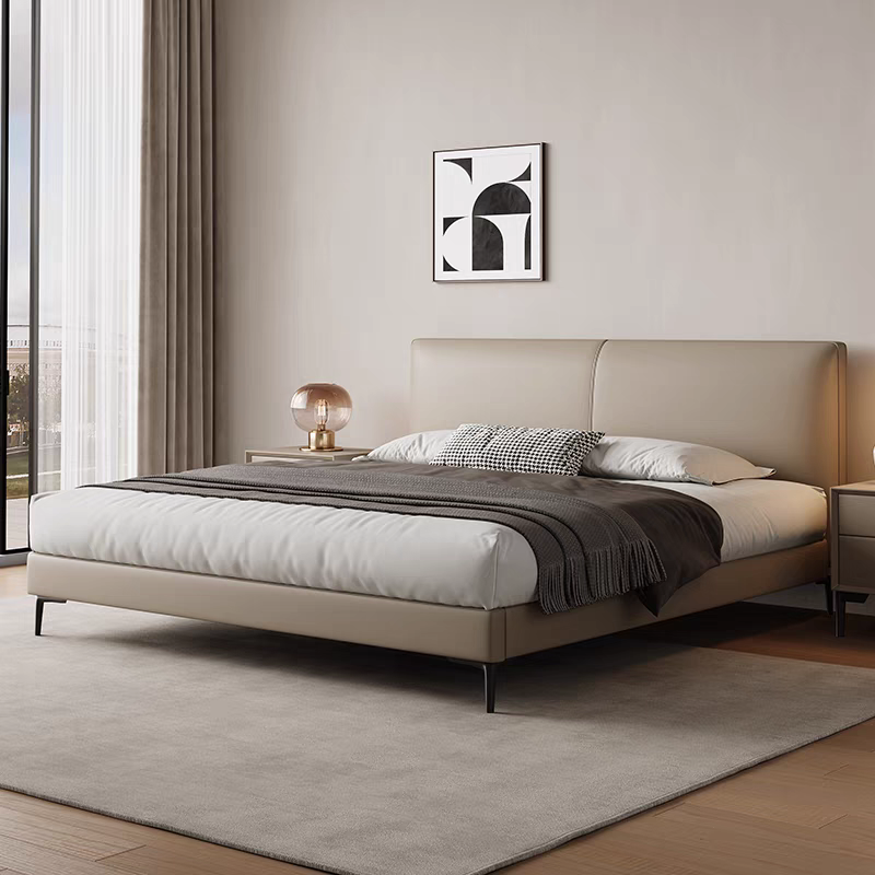 穗宝薄床头主卧床真皮床现代简约1.5米小户型储物床1.8米双人床软