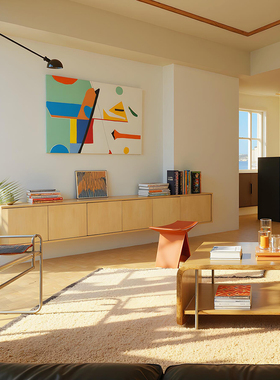 包豪斯客厅装饰画轻奢高级感多巴胺全季酒店同款极简玄关走廊挂画