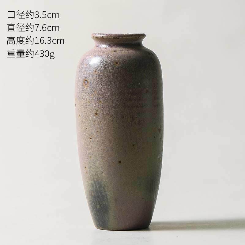 东荣日式禅意手工陶瓷花瓶锈点粗陶复古艺术摆件干花小插花器民宿
