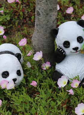 户外仿真动物卡通熊猫树脂室外创意公园草坪庭院景观装饰精致摆件