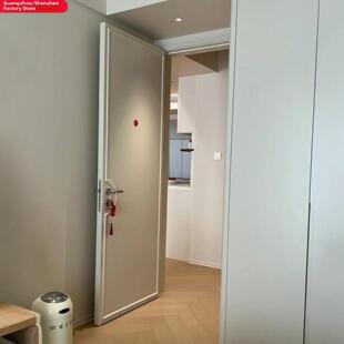 猫洞门卧室门法式风双开门双向宠物烤漆门弧形平开门狗狗室内门