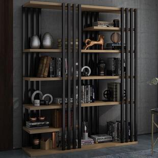 书架置物架客厅铁艺多层书架落地简约收纳层架子工业风简易书柜卧