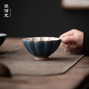 柏韵邱卫国汝窑茶杯陶瓷主人杯品茗杯单杯茶具茶盏手工色釉冰裂釉