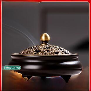 美真香祥云三足铜香炉盘香线香香插熏香香炉家用室内香器香拖香架