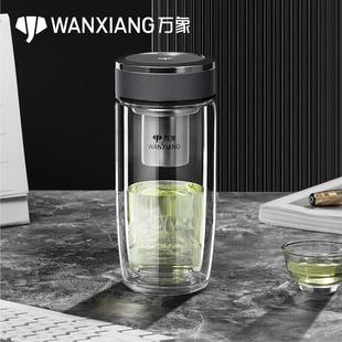 万象双层鹅蛋玻璃杯V195L男女士防烫高档家用车载泡茶水杯子V194L