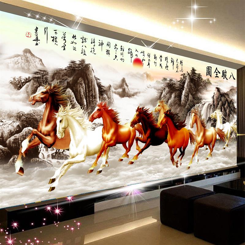 5d钻石画2025年新款十字绣2024客厅马到成功八骏图满钻点贴砖石秀
